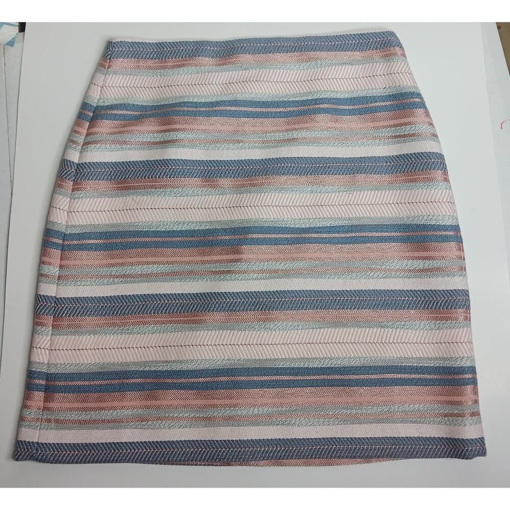 Loft Striped Multi Colored Pastel Shift Pencil Skirt Size 0